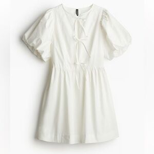Tie Detail Puffed Sleeve Dress